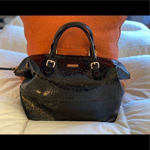 Kate Spade Patent Leather Ostrich Purse Black